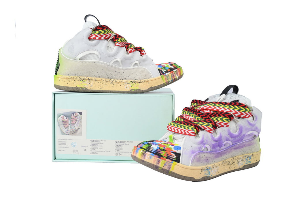 LANVIN LAB x FUTURE Leather Sneakers – Purple Splash Paint