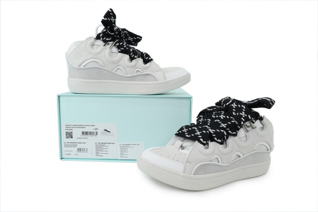 LANVIN Curb Leather Sneakers – Pure White