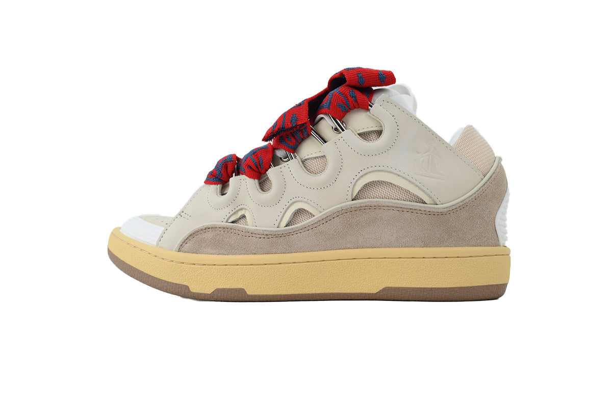 LANVIN Curb Leather Sneakers – Beige