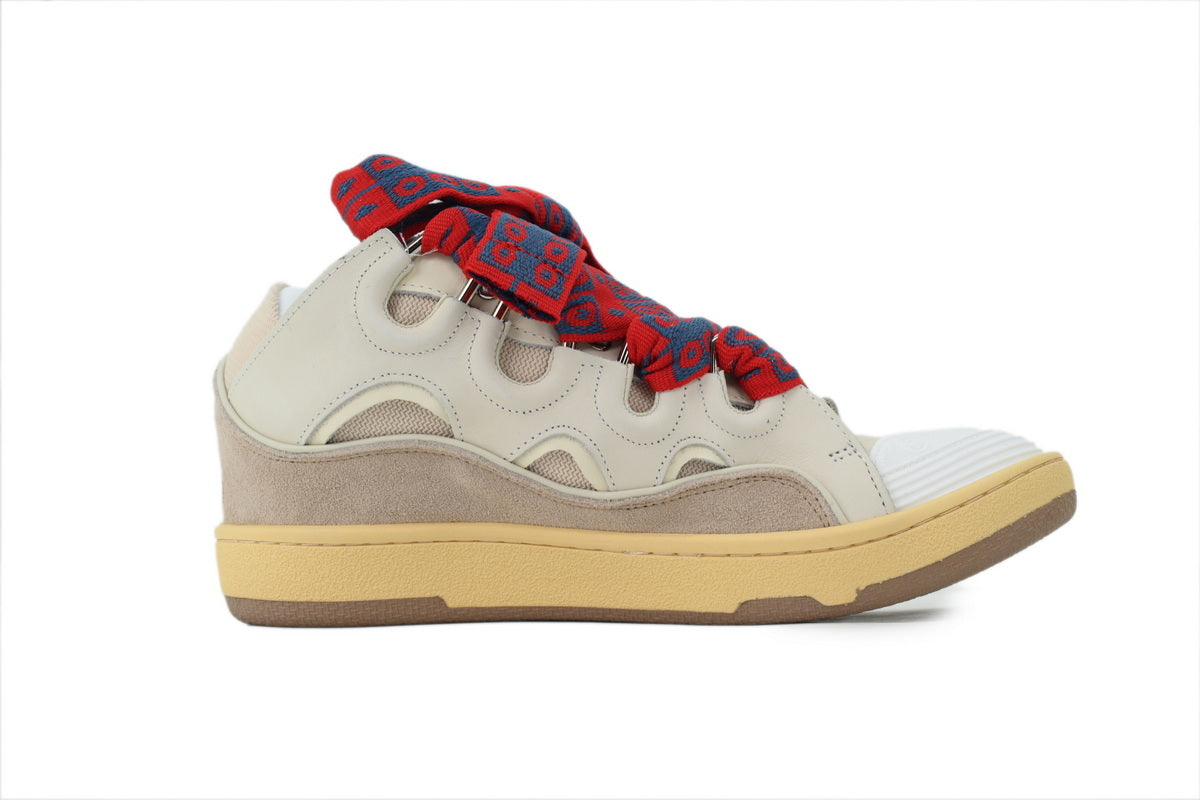 LANVIN Curb Leather Sneakers – Beige