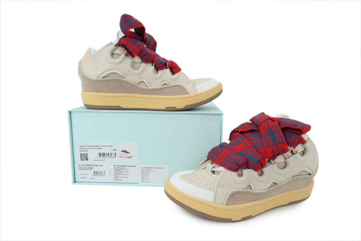 LANVIN Curb Leather Sneakers – Beige