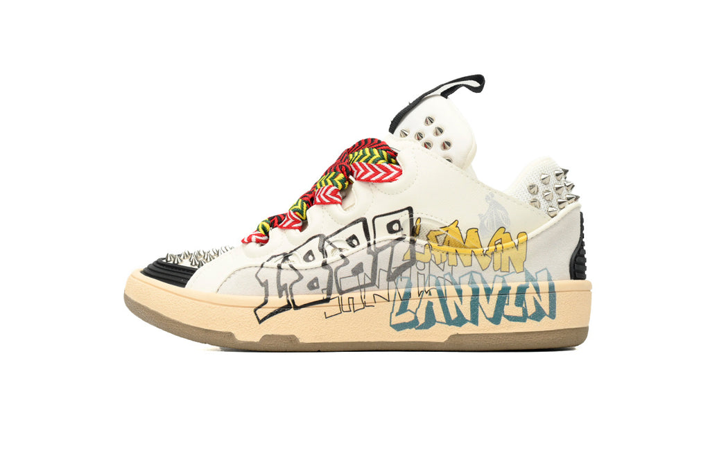 LANVIN Curb Leather Sneakers – Off-White/Ivory