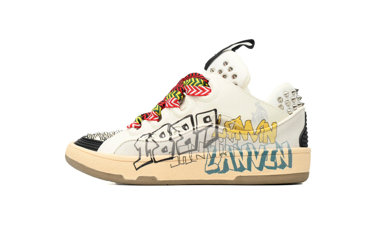 LANVIN Curb Leather Sneakers – Off-White/Ivory