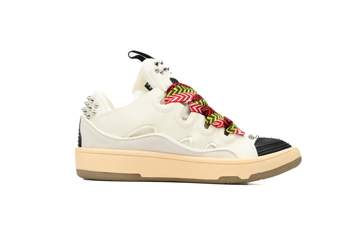 LANVIN Curb Leather Sneakers – Off-White/Ivory