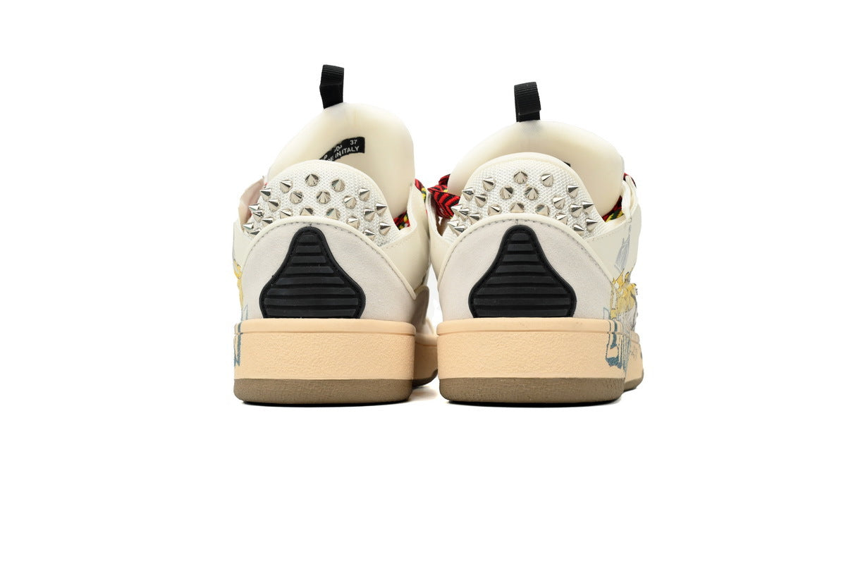 LANVIN Curb Leather Sneakers – Off-White/Ivory