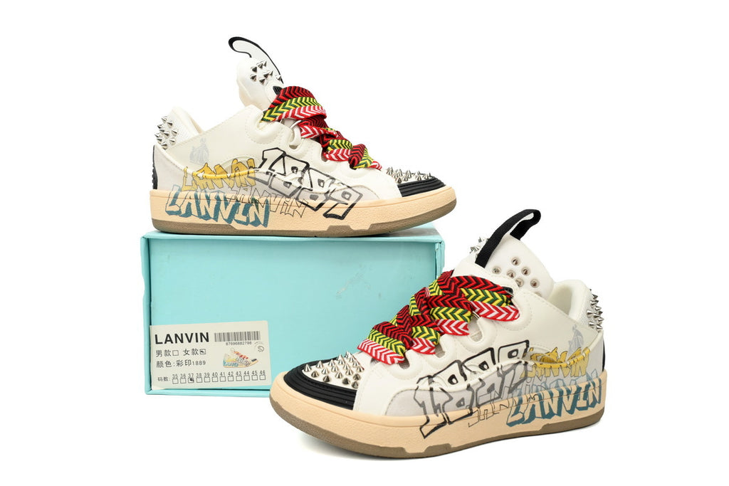 LANVIN Curb Leather Sneakers – Off-White/Ivory