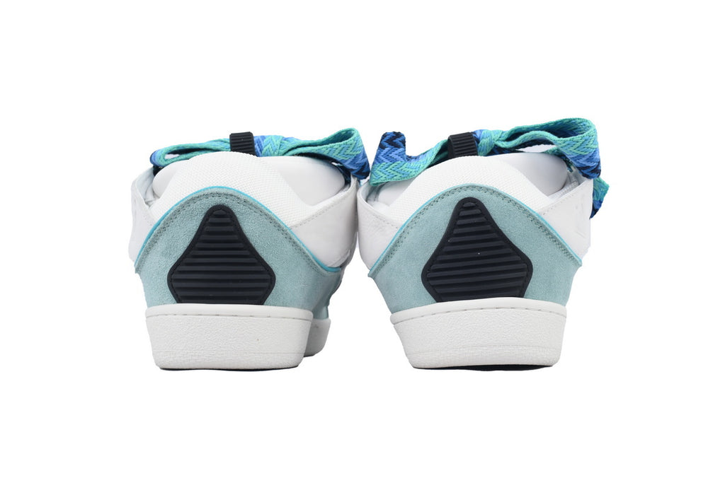 LANVIN Curb Leather Sneakers – White/Blue
