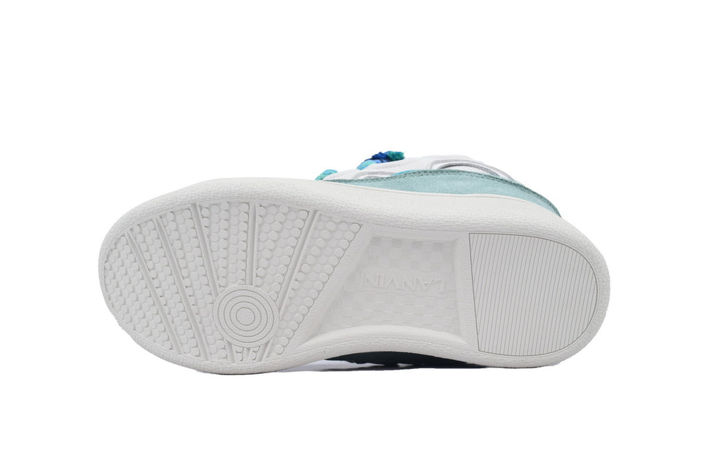LANVIN Curb Leather Sneakers – White/Blue