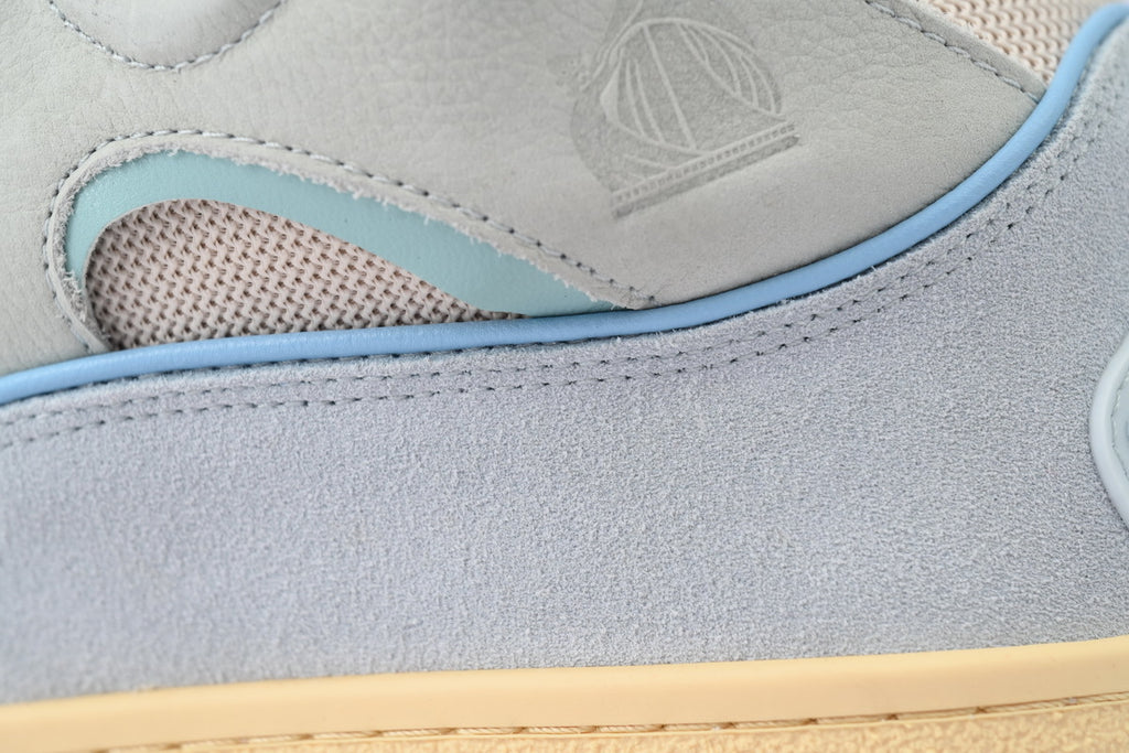 LANVIN Curb Leather Sneakers – Grey/Blue