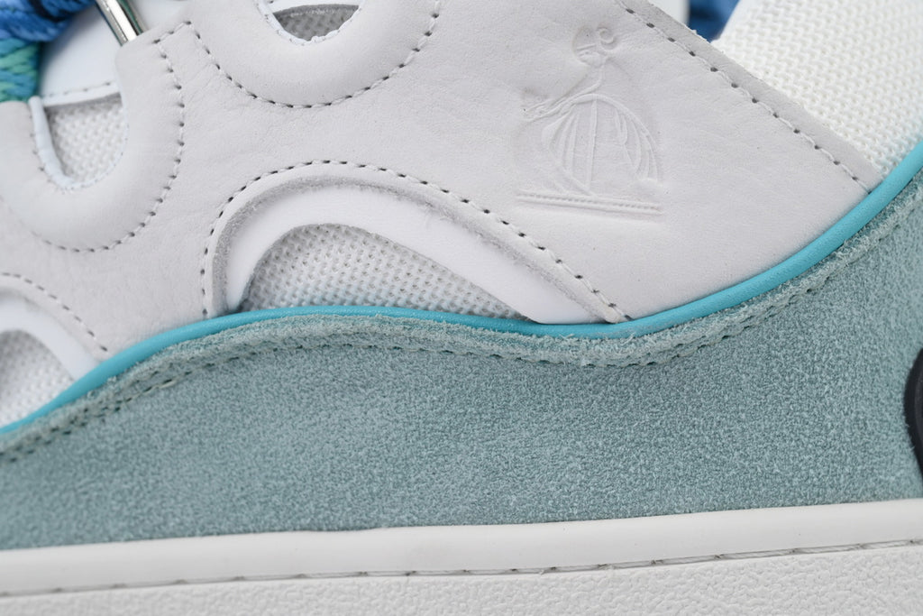 LANVIN Curb Leather Sneakers – White/Blue