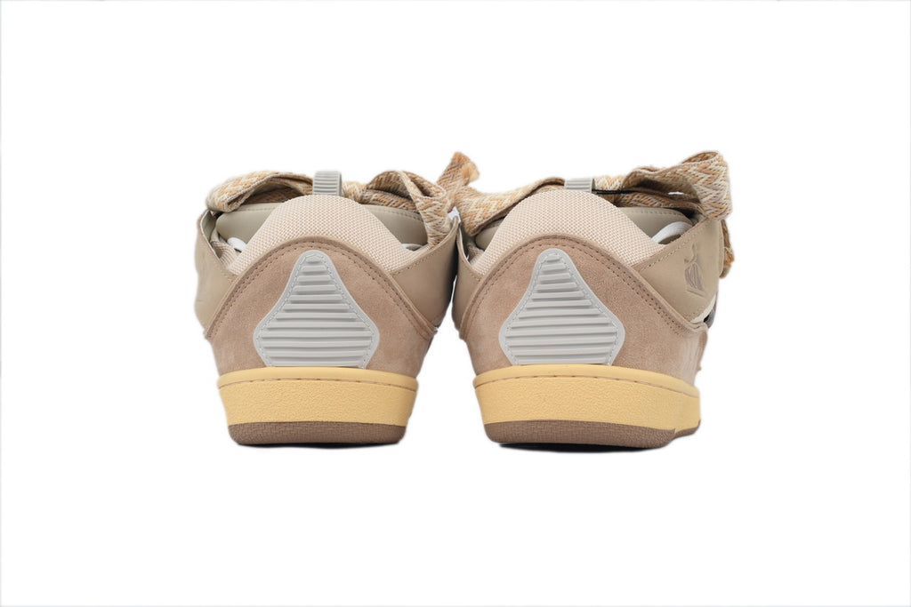 LANVIN Curb Leather Sneakers – White/Brown