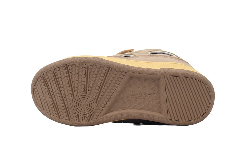LANVIN Curb Leather Sneakers – White/Brown