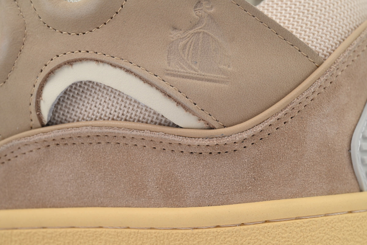 LANVIN Curb Leather Sneakers – White/Brown