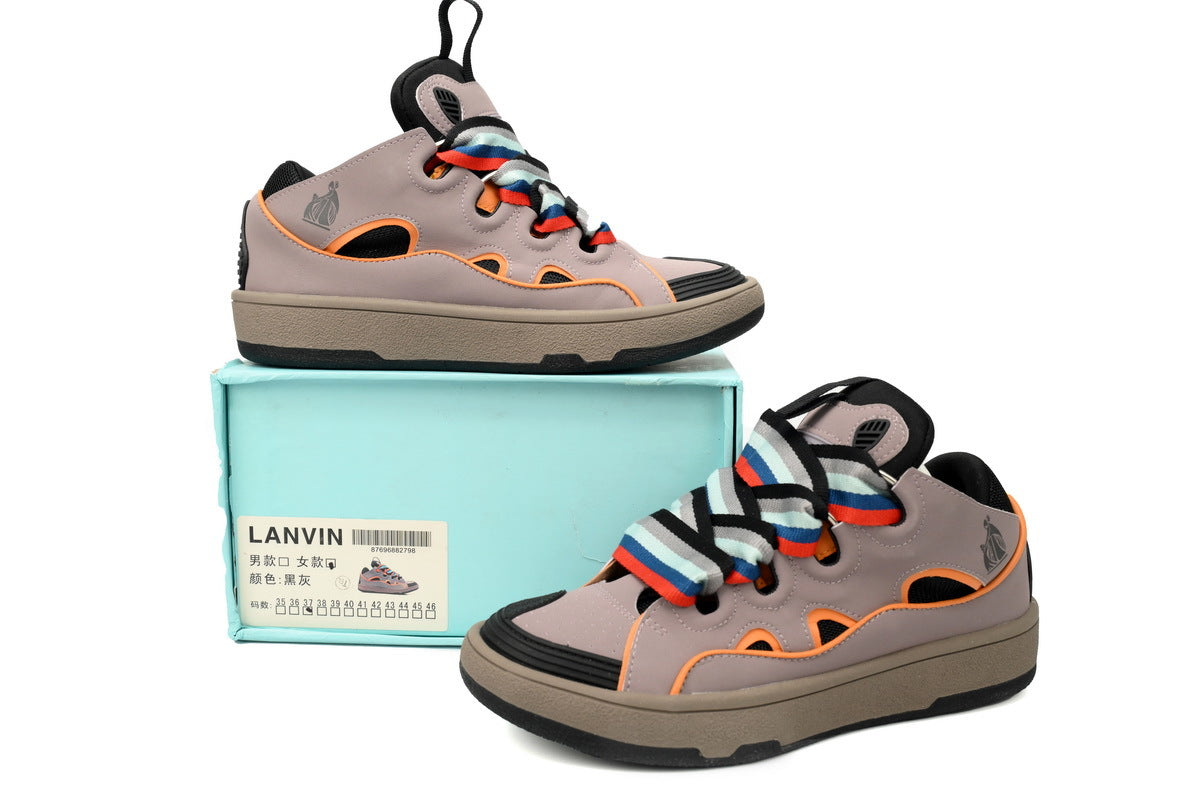 LANVIN Curb Leather Sneakers – Brown