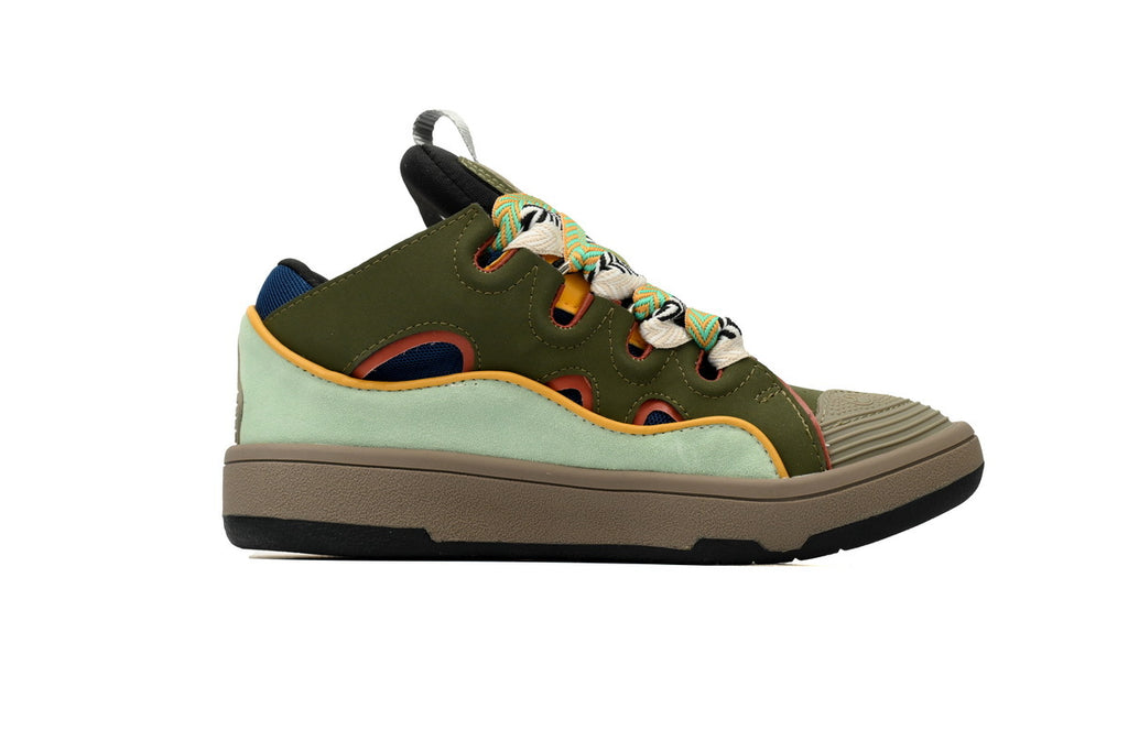 LANVIN Curb Leather Sneakers – Moss/Light Green