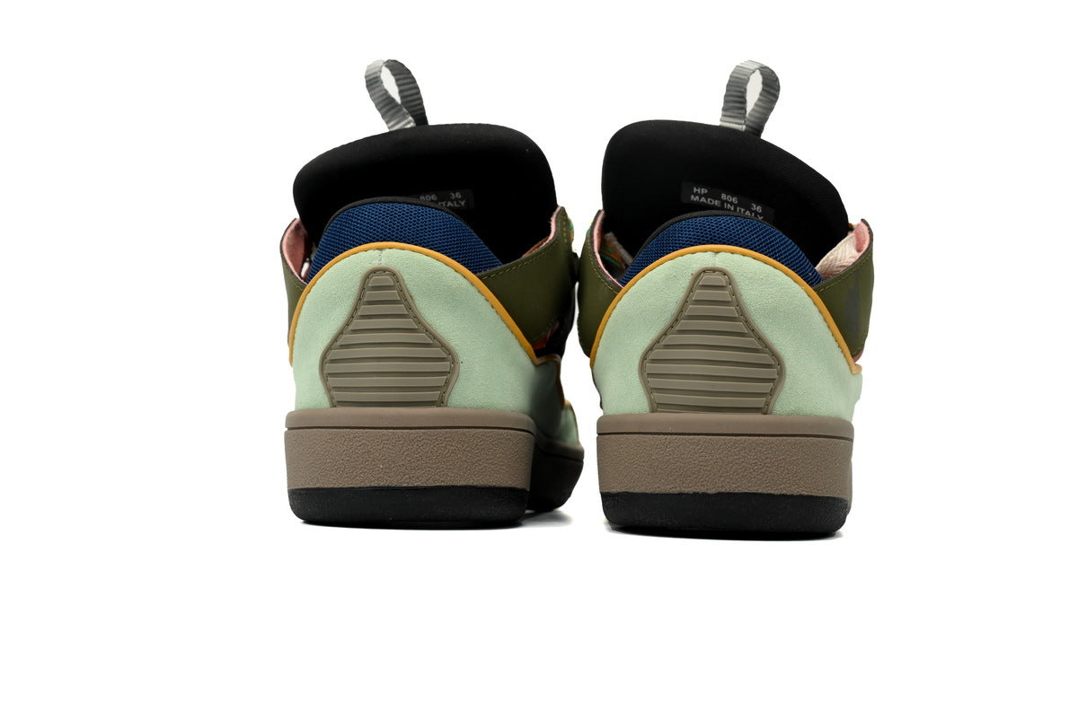 LANVIN Curb Leather Sneakers – Moss/Light Green