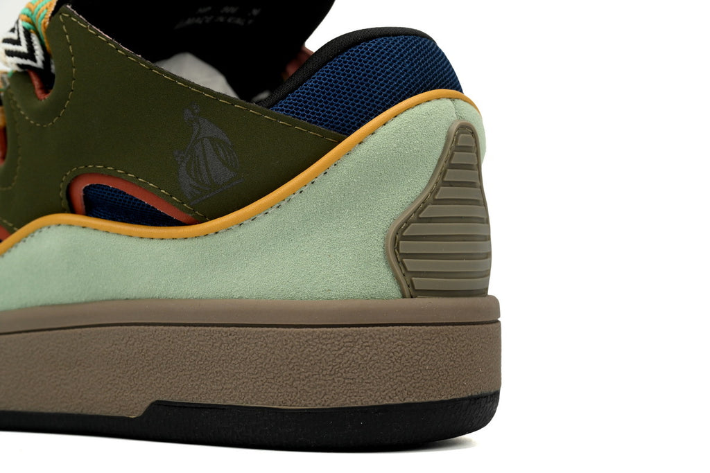 LANVIN Curb Leather Sneakers – Moss/Light Green