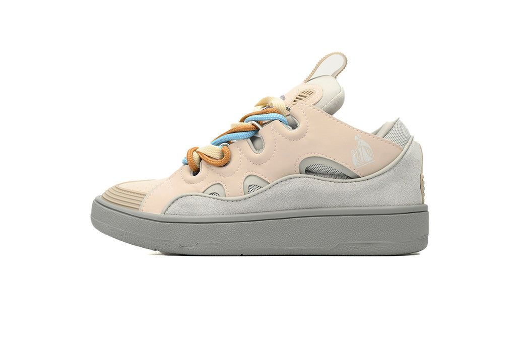 LANVIN Curb Leather Sneakers – Pink/White