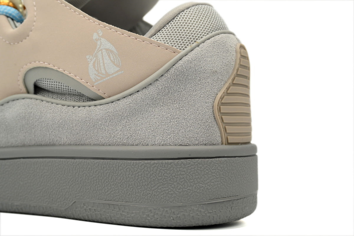 LANVIN Curb Leather Sneakers – Pink/White