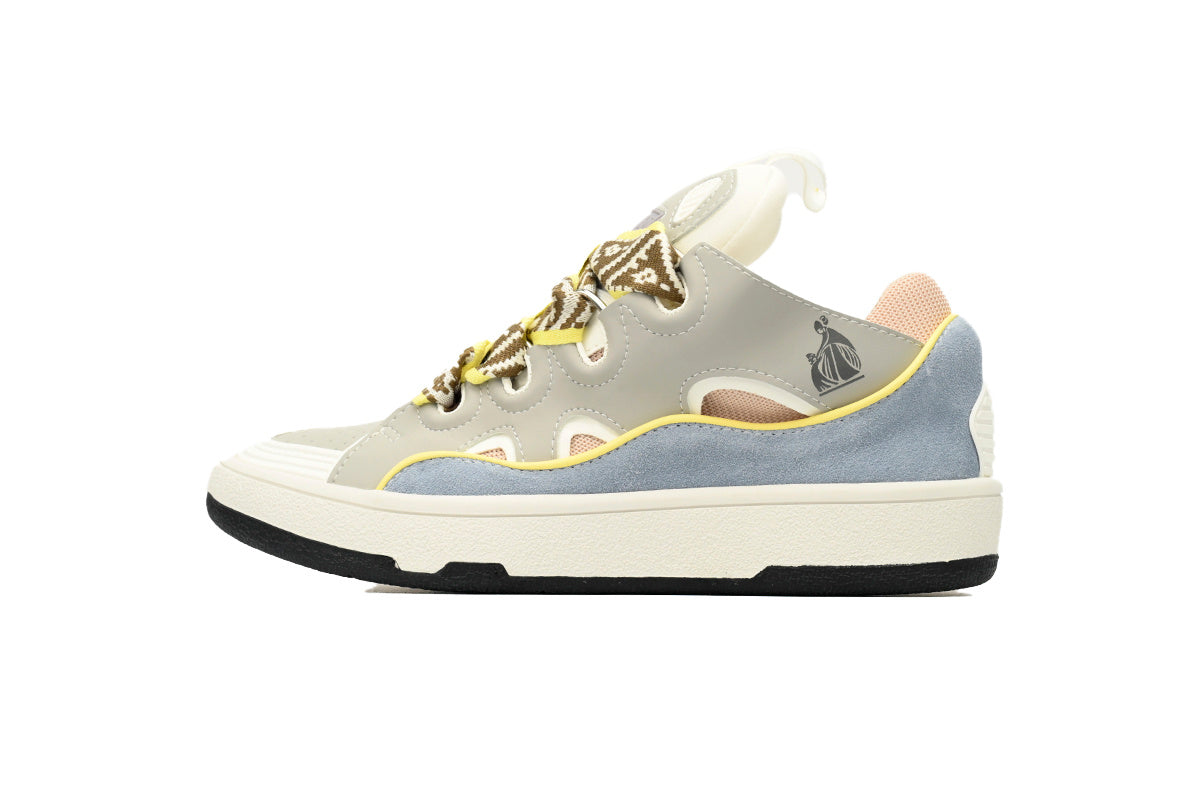 LANVIN Curb Leather Sneakers – Light Blue