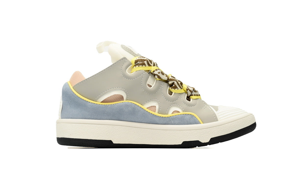 LANVIN Curb Leather Sneakers – Light Blue