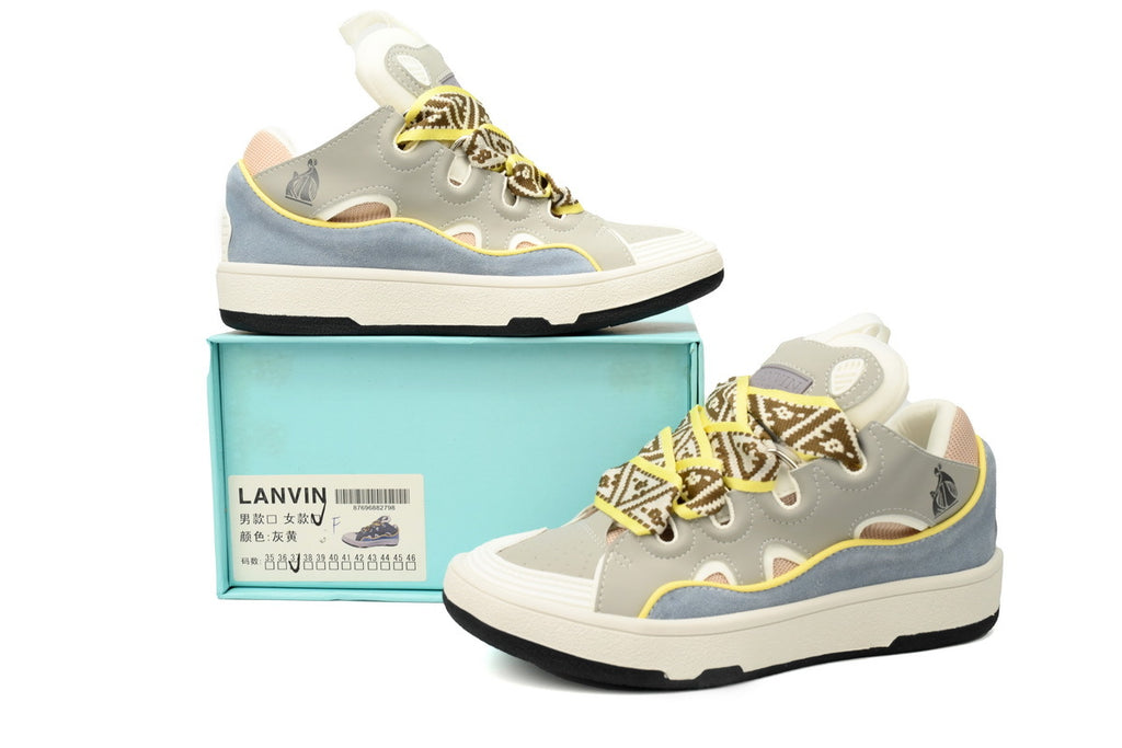 LANVIN Curb Leather Sneakers – Light Blue