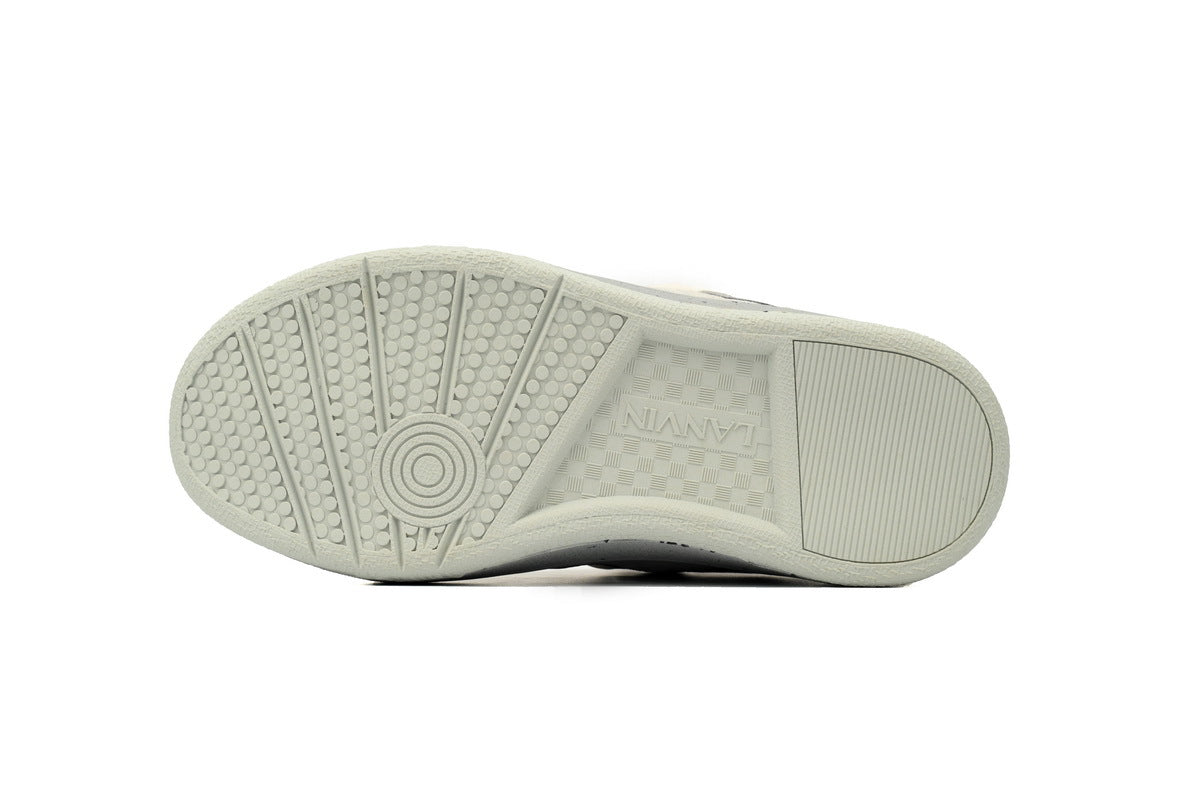 LANVIN Curb Leather Sneakers – Cream/Grey