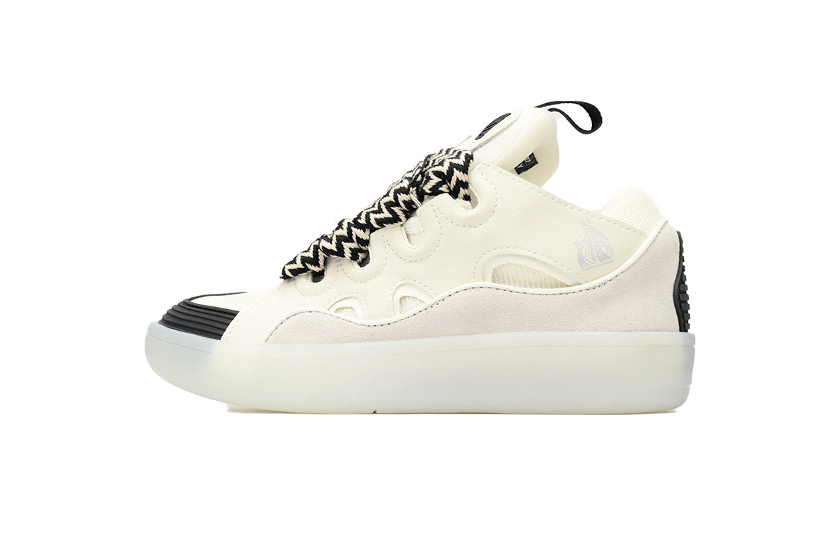 LANVIN Curb Leather Sneakers – Soft White