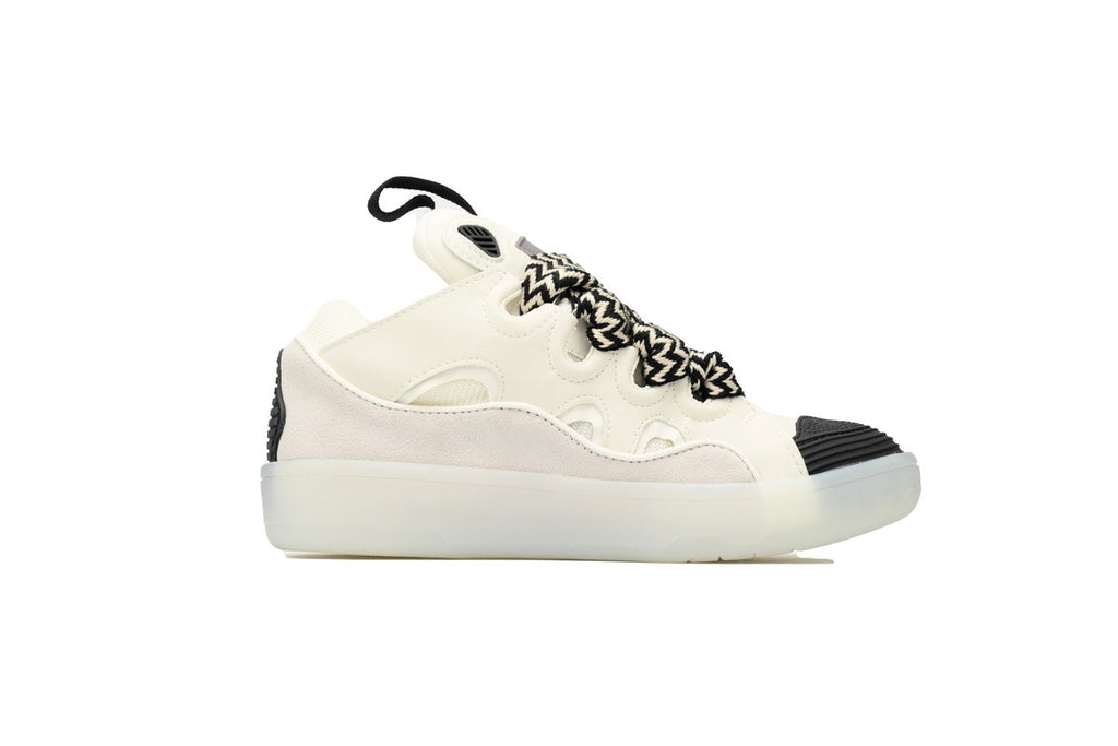 LANVIN Curb Leather Sneakers – Soft White