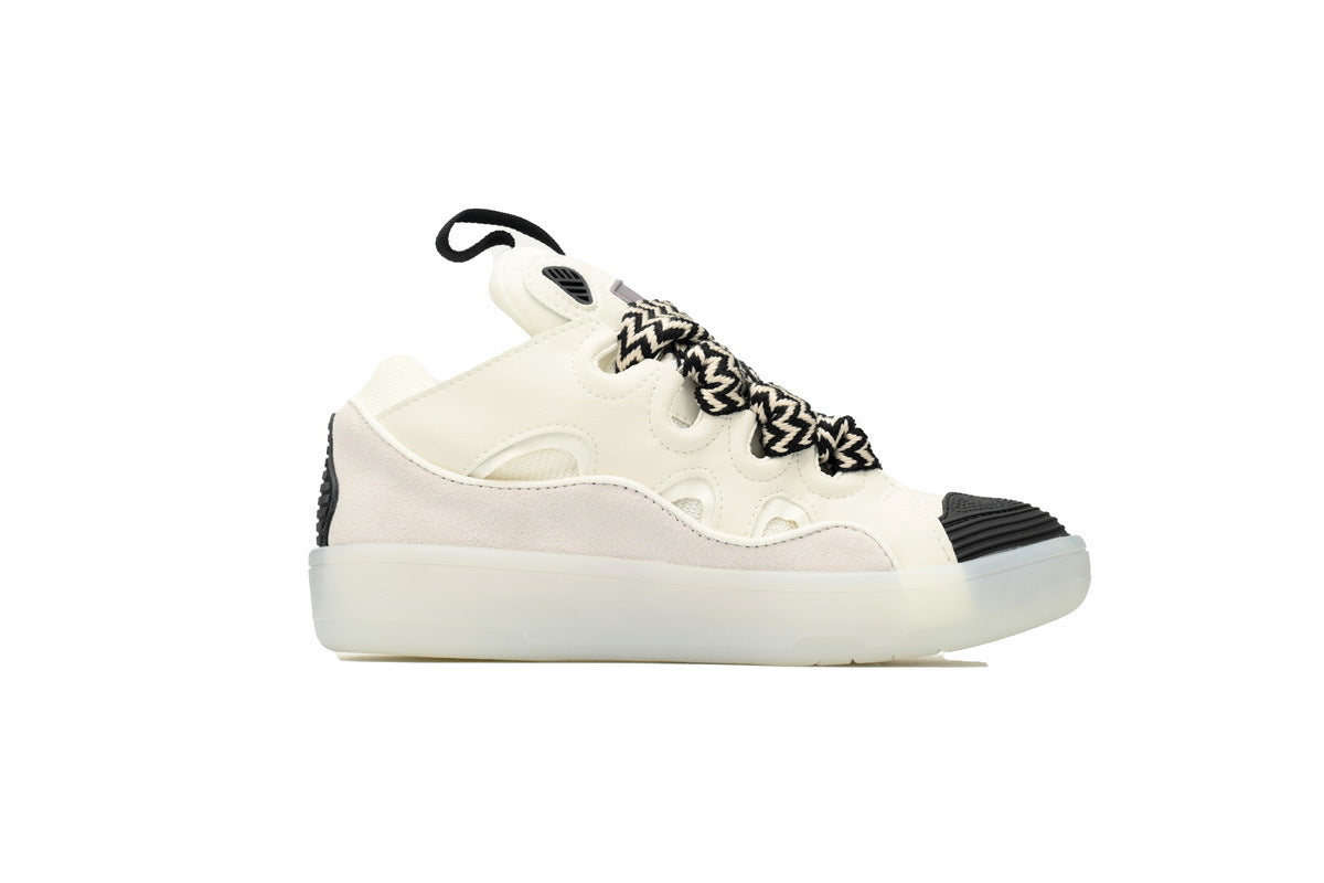 LANVIN Curb Leather Sneakers – Soft White
