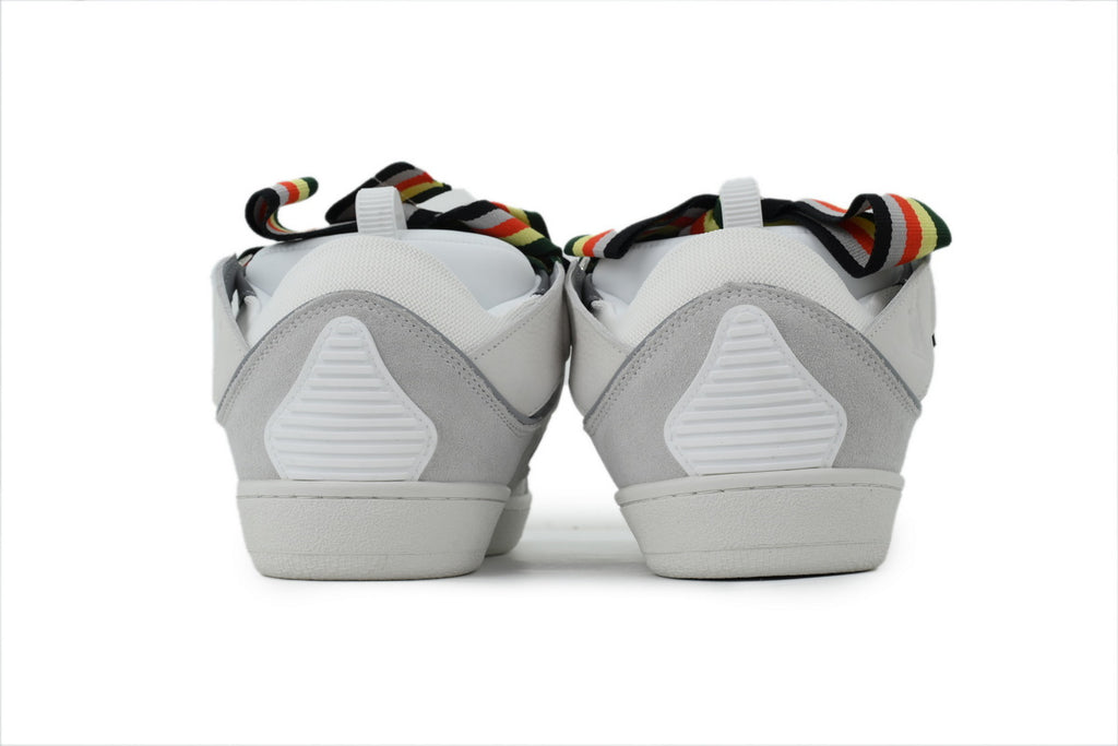 LANVIN Curb Leather Sneakers – Grey/White Classic