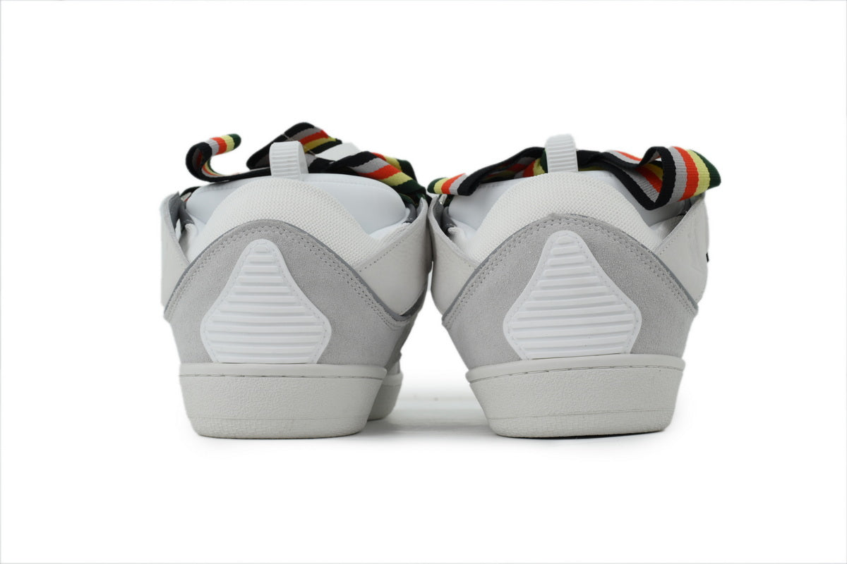 LANVIN Curb Leather Sneakers – Grey/White Classic