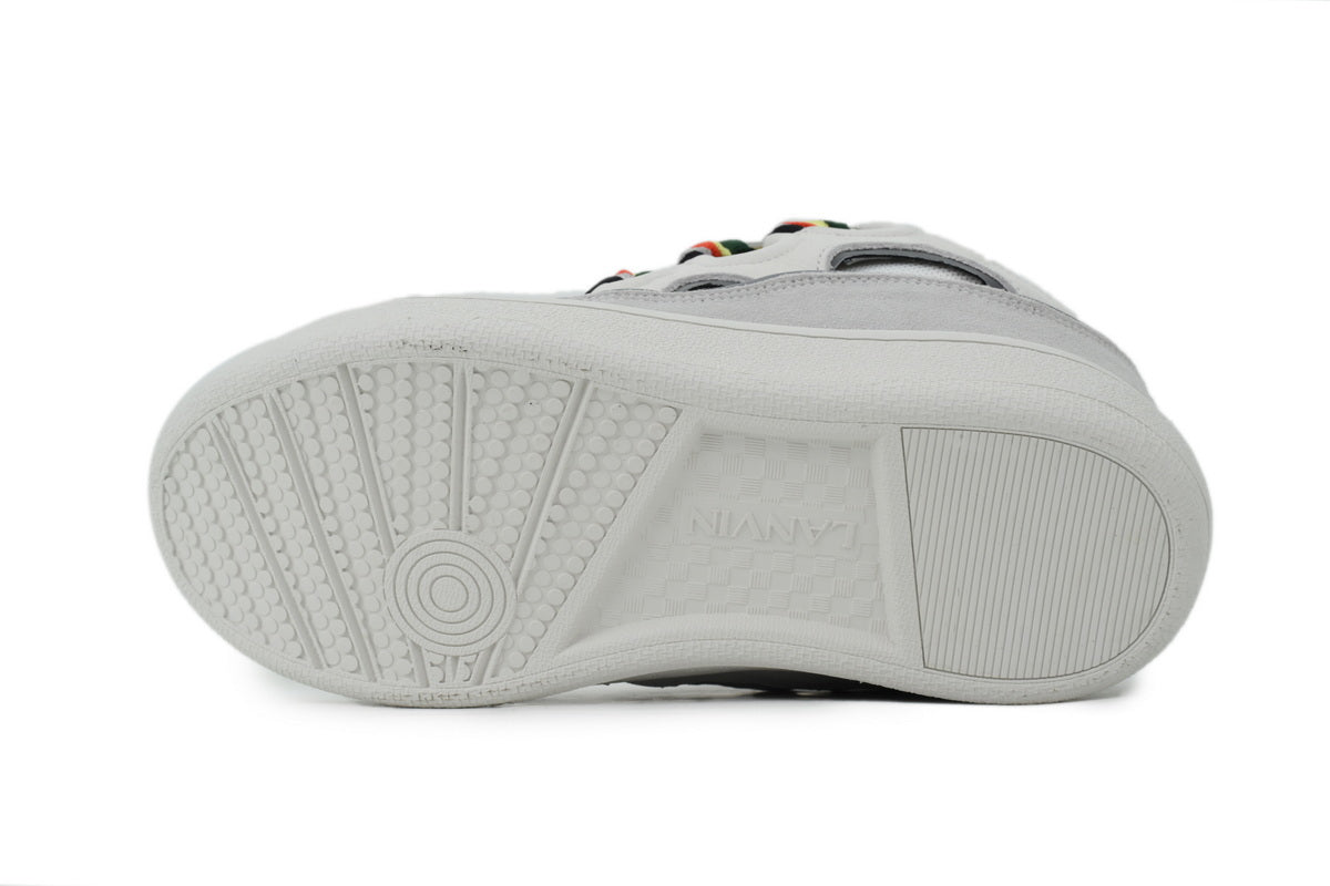 LANVIN Curb Leather Sneakers – Grey/White Classic