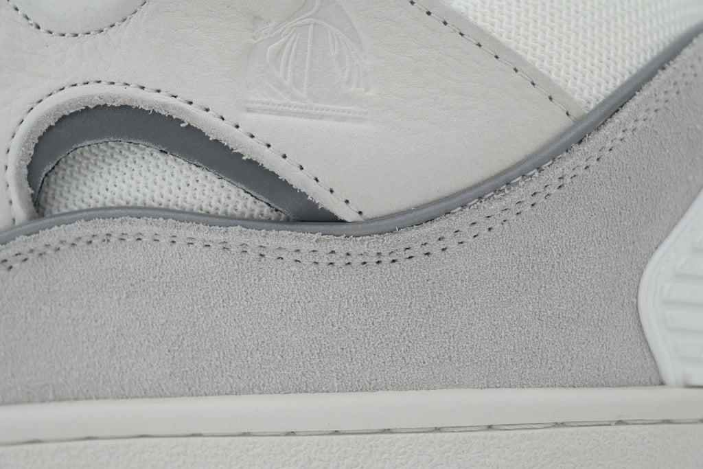LANVIN Curb Leather Sneakers – Grey/White Classic