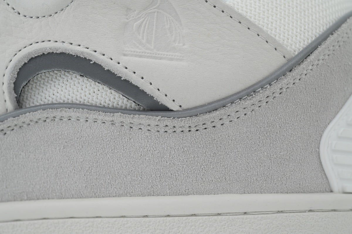 LANVIN Curb Leather Sneakers – Grey/White Classic
