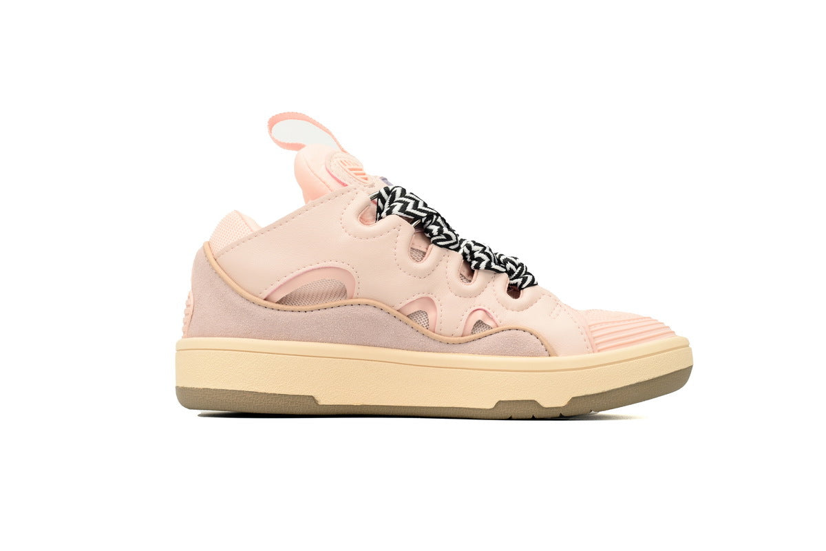LANVIN Curb Leather Sneakers – Light Pink