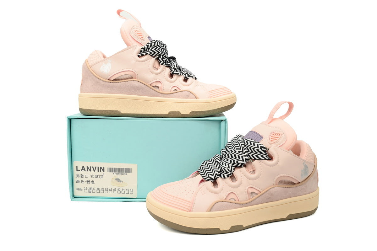 LANVIN Curb Leather Sneakers – Light Pink
