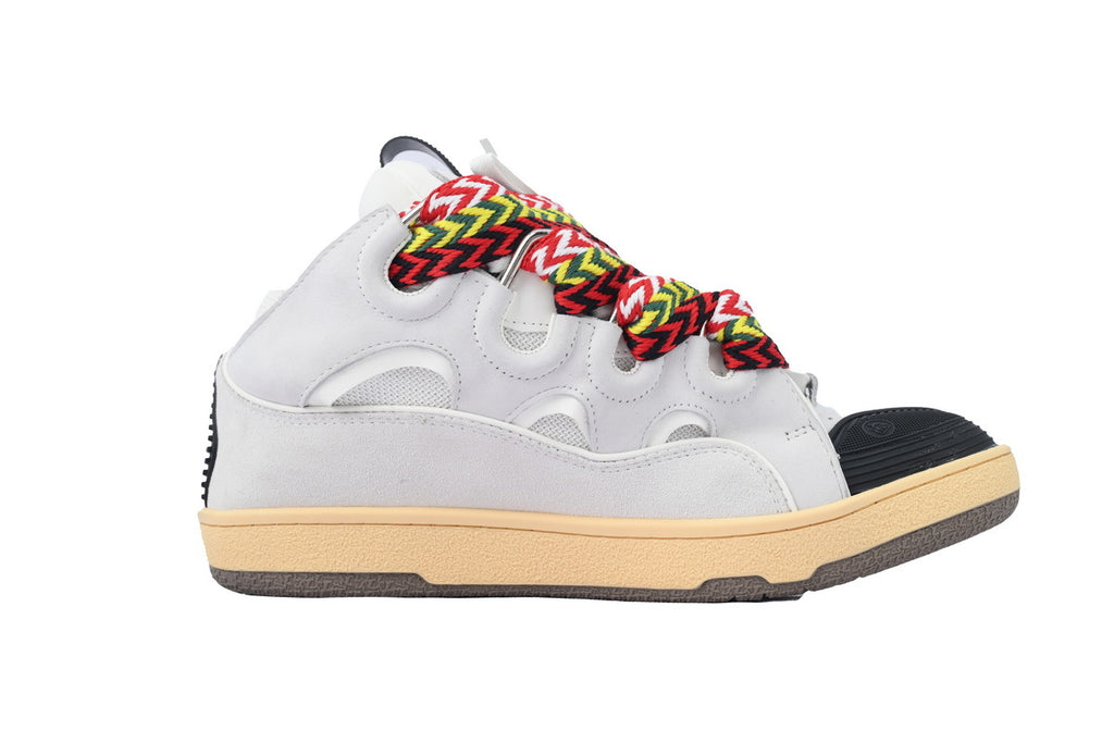 LANVIN Curb Leather Sneakers – Grey/White