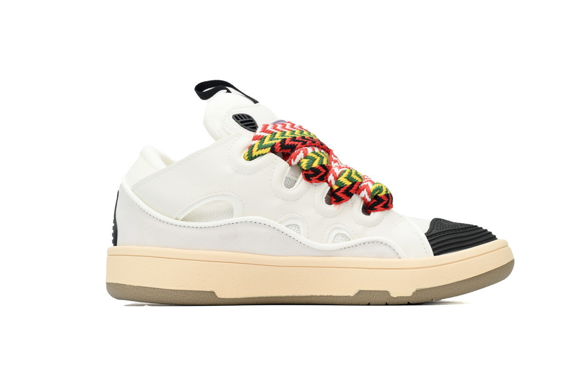 LANVIN Curb Leather Sneakers – White/Black