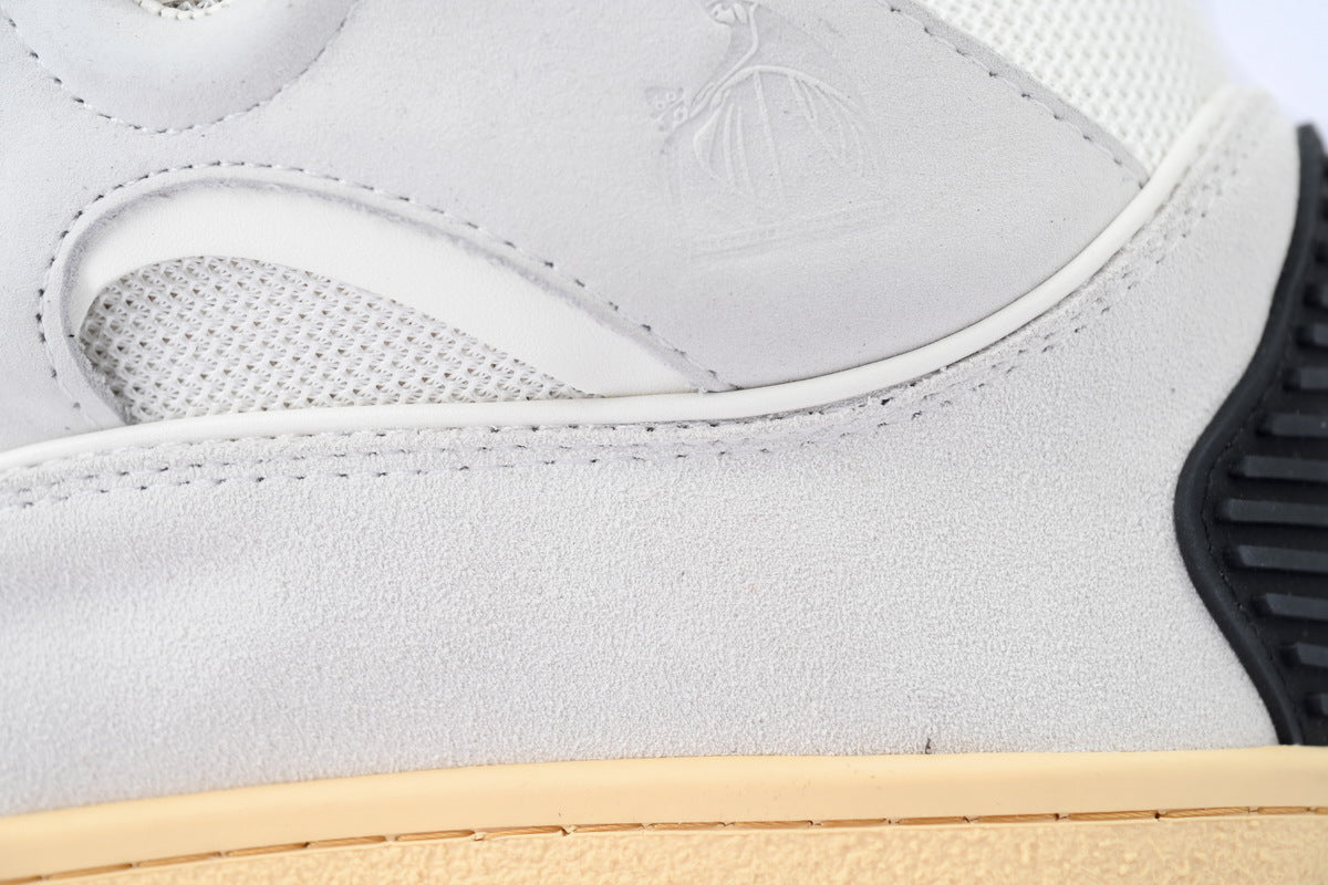 LANVIN Curb Leather Sneakers – Grey/White