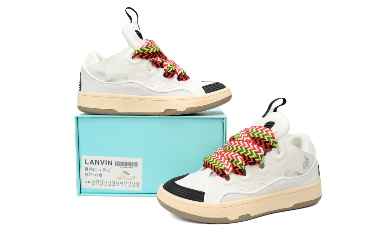 LANVIN Curb Leather Sneakers – White/Black