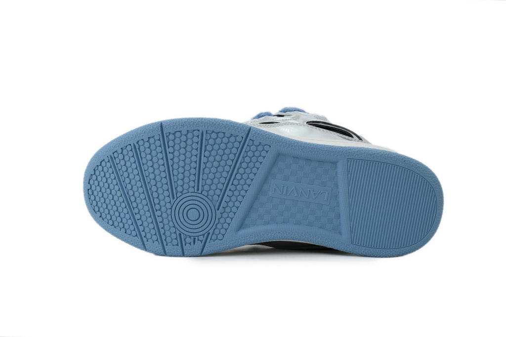 Lanvin Curb Sneakers – Metallic Silver/Blue Laces