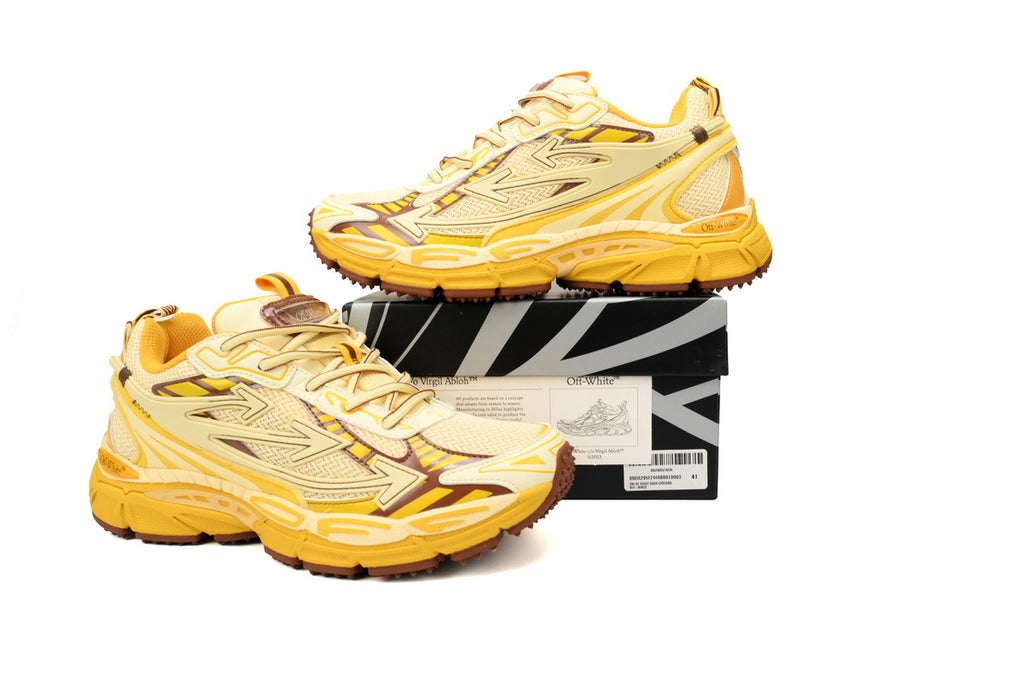 Off-White Be Right Back Yellow Brown Mesh Sneakers