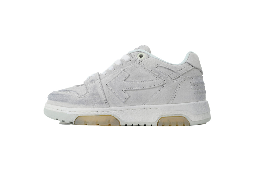 Off-White Out of Office Low Distressed White Suede Sneakers