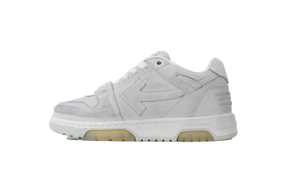 Off-White Out of Office Low Distressed White Suede Sneakers