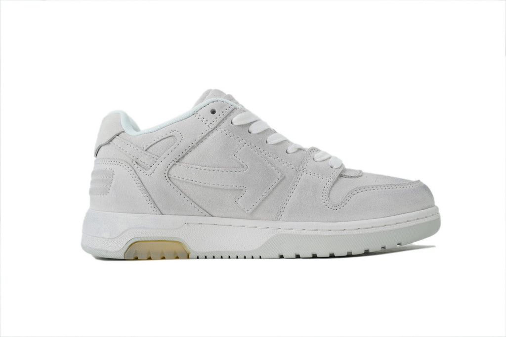 Off-White Out of Office Low Distressed White Suede Sneakers