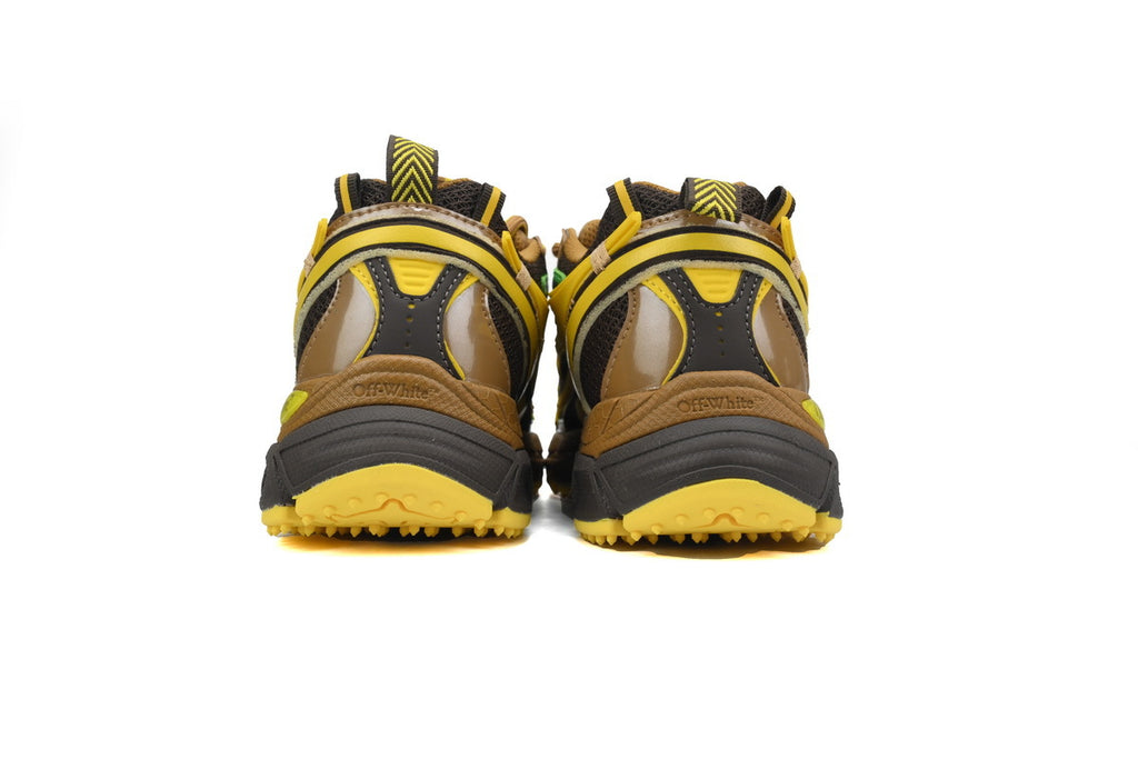 Off-White Be Right Back Brown Yellow Green Mesh Sneakers