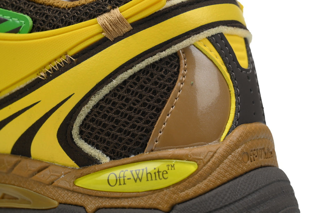 Off-White Be Right Back Brown Yellow Green Mesh Sneakers