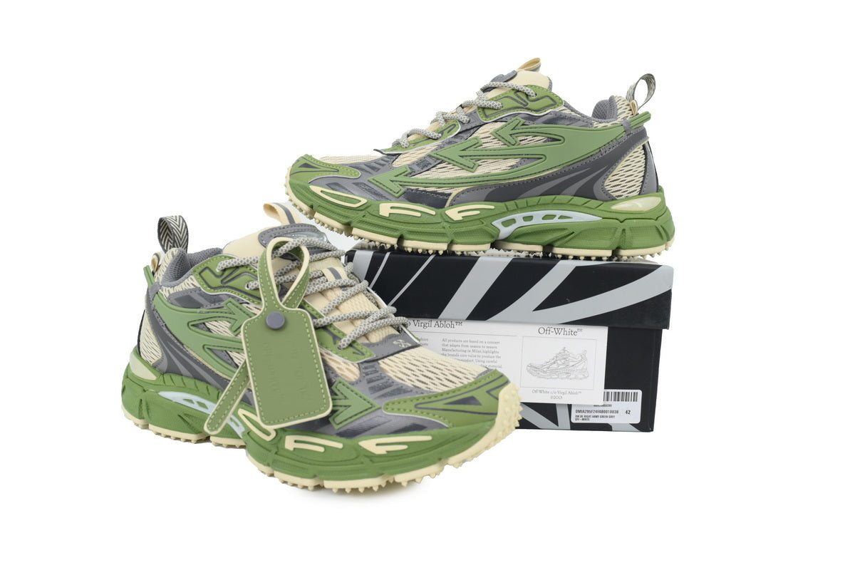 Off-White Be Right Back Sand Green Mesh Sneakers