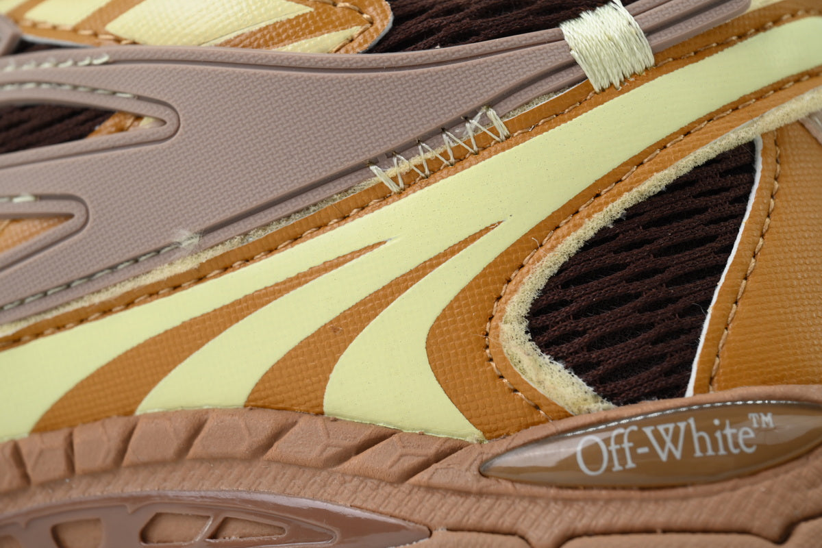 Off-White Be Right Back Brown Cream Mesh Sneakers